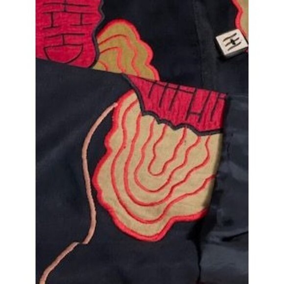 Allure Shacket Embroidered with artsy Buttons Jacket women’s Sz L Black‎ multi - Picture 13 of 16